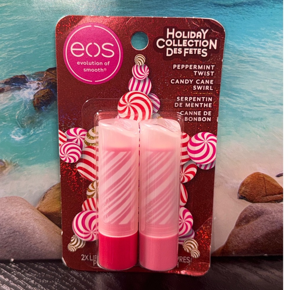 EOS Holiday Collection Lip Balm 2-Pack Peppermint Twist & Candy Cane Swirl NEW